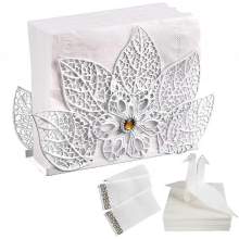 Elegant Hollow-Out Metal Leaf-Shaped Table Napkin Holder for Countertop Decor
