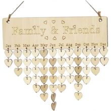 Wooden DIY Calendar Wall Hanging with Tags, Birthday Reminder Memo Decor for Home Office, Beige (1pc)