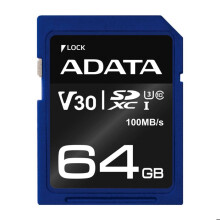 ADATA Premier Pro 64 Gt Video Class V30 Flash-muistikortti - UHS-I U3 - Class10 SDXC UHS-I