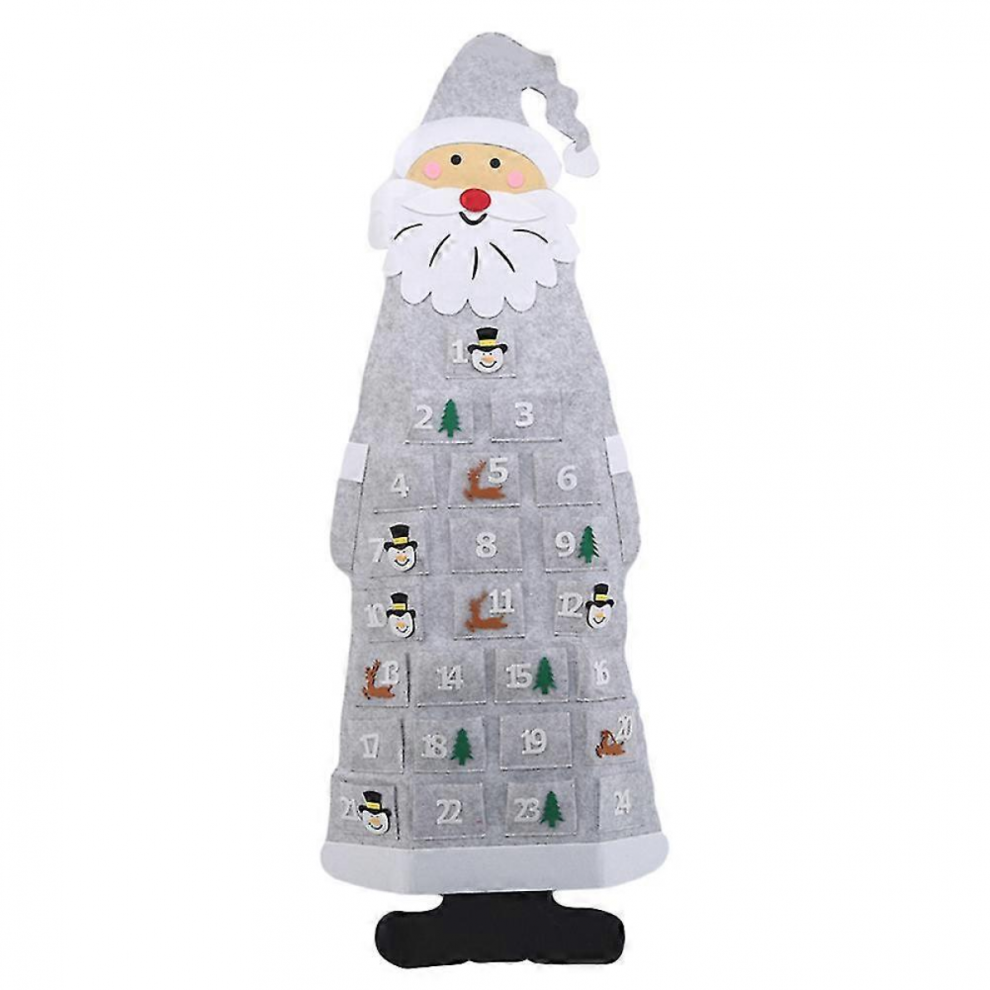 2025 3D Santa Felt Advent Calendar Pendant with 24 Pockets, Christmas Countdown Hanging Decor Indoor New Gray-image-OPC-PJTTGXJ-NEW
