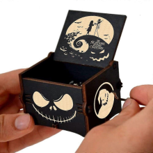 Halloween Tune Wood Music Box Toy, The Nightmare Before Christmas Hand Crank Vintage Wooden Musical Box Gift