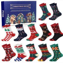 Celebrate Each Day with Men's 12 Days of Christmas Sock Calendar Blue