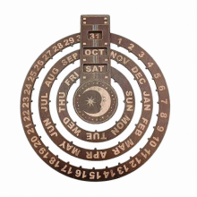 Rotating Wooden Wall Calendar for Home and Office Decoration Moon