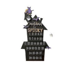 Halloween DIY Wooden Block Countdown Calendar with Witch Decor, Wall-Mounted Home Display