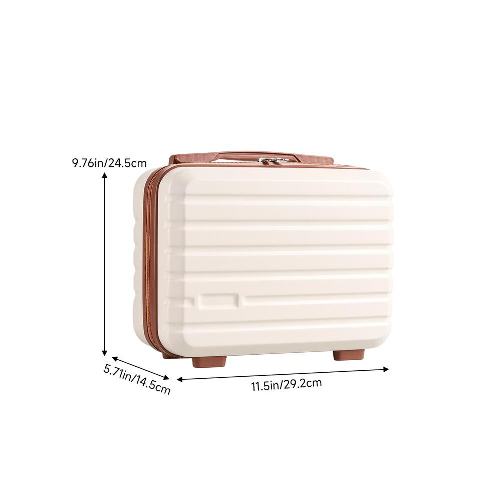 Beige (Beige) Lushhub 14-Inch Portable Handheld Hard Shell Travel Makeup Case