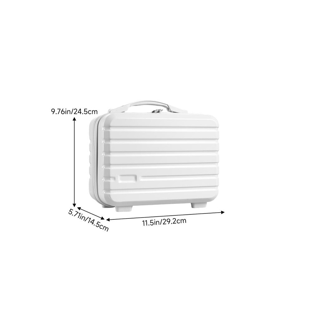 White (White) Lushhub 14-Inch Portable Handheld Hard Shell Travel Makeup Case