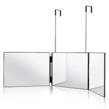 (Black, 1 Count) 360 Degree Adjustable Door Mirror, 1 Count Portable 3-way Shaving Mirror, Hairdressing Mirror, Professional Hair Styling Tool for Men &