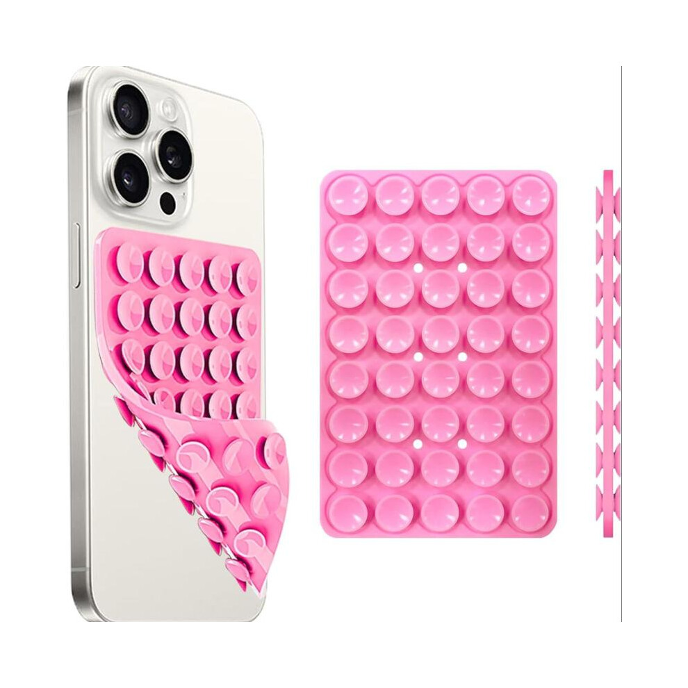 (, 1 Count) Silicone Suction Cup Phone Case Mount, 1 Count Double Sided Phone Holder Mount, Hands-Free Strong Grip Holder For Selfies And Videos, Pink 3324542921478