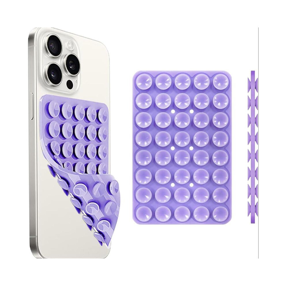 (, 1 Count) Silicone Suction Cup Phone Case Mount, 1 Count Double Sided Phone Holder Mount, Hands-Free Strong Grip Holder For Selfies And Videos, Lilac 3324542921430