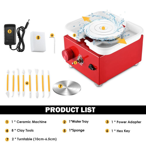 Pottery Wheel, Pottery Wheel Electric 2000 Rpm, Speed Adjustable, Red