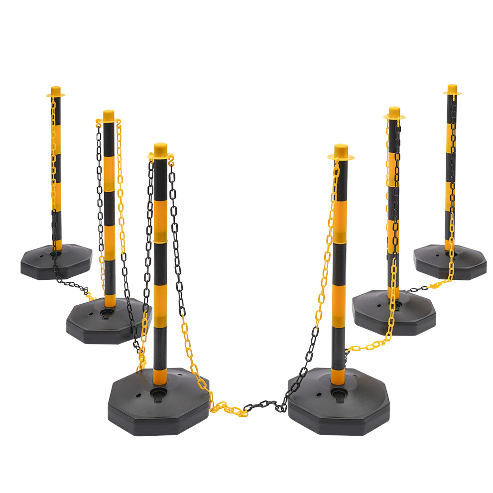 6Pcs Traffic Cones Adjustable Delineator Post W/ Fillable Base 763508675568