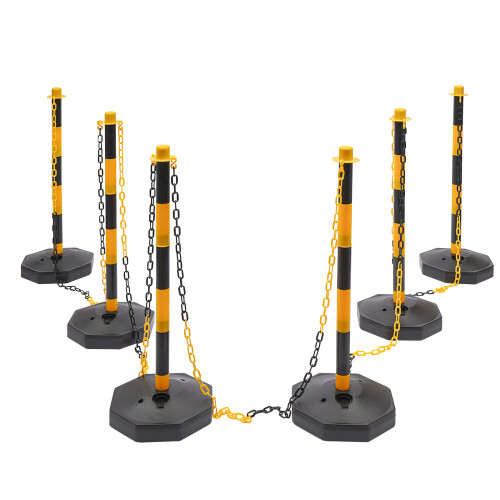 6PCS Traffic Cones Adjustable Delineator Post W/ Fillable Base