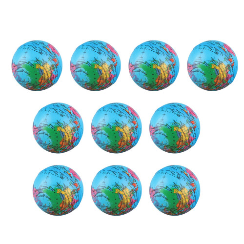 10pcs Globe Squeeze Stress Spongy Balls World