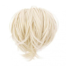 (Rice White) Grab Clip Type Fluffy Short Ponytail Wig Stylish Simple Hair Extensions Wig for Role Playing