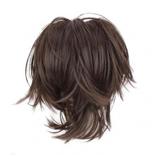(Light Brown) Grab Clip Type Fluffy Short Ponytail Wig Stylish Simple Hair Extensions Wig for Role Playing