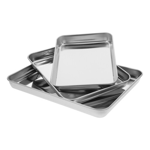 Food Tray Toaster Oven Pan Silver Kitchenware Grilling 3pcs