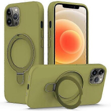 (Green)Compatible For iPhone 12 / 12 Pro Case Kickstand Phone Cover Compatible with MagSafe