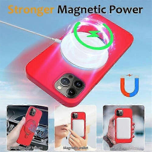 (Red)Compatible For iPhone 12 / 12 Pro Case Kickstand Phone Cover Compatible with MagSafe 2