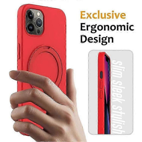 (Red)Compatible For iPhone 12 / 12 Pro Case Kickstand Phone Cover Compatible with MagSafe 1