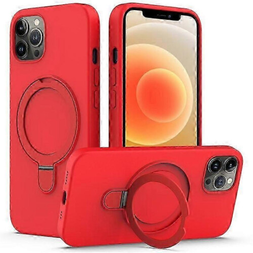 (Red)Compatible For iPhone 12 / 12 Pro Case Kickstand Phone Cover Compatible with MagSafe