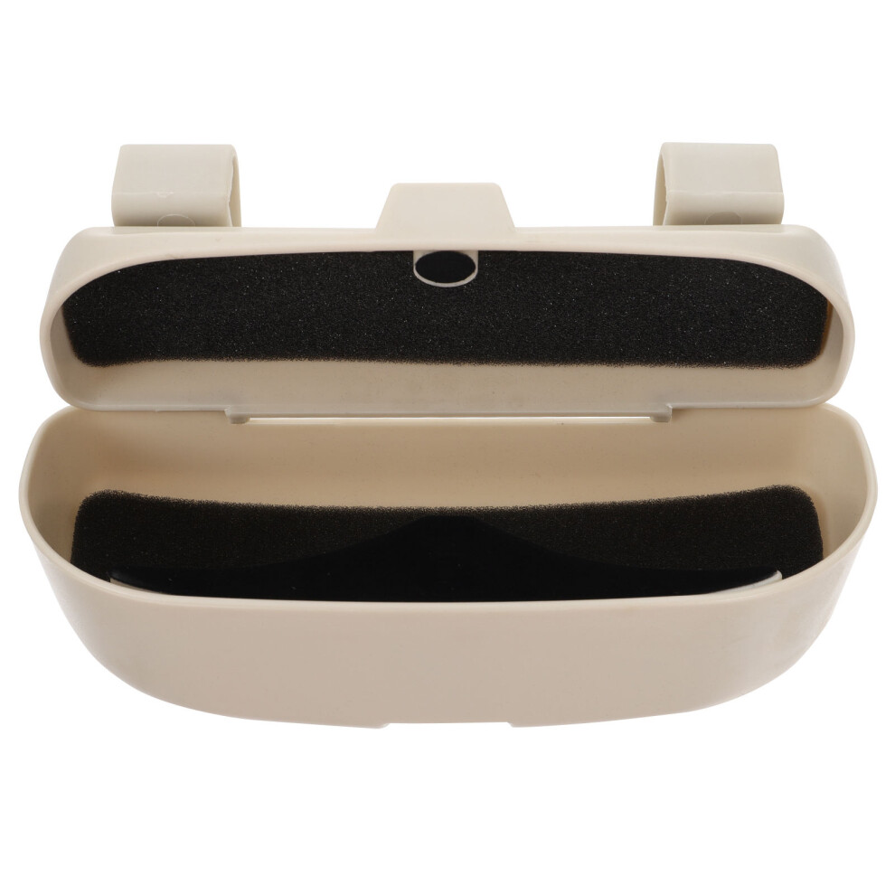 Aboofan Beige 1Pc Abs Car Glasses Holder Sun Visor Sunglasses Storage Box