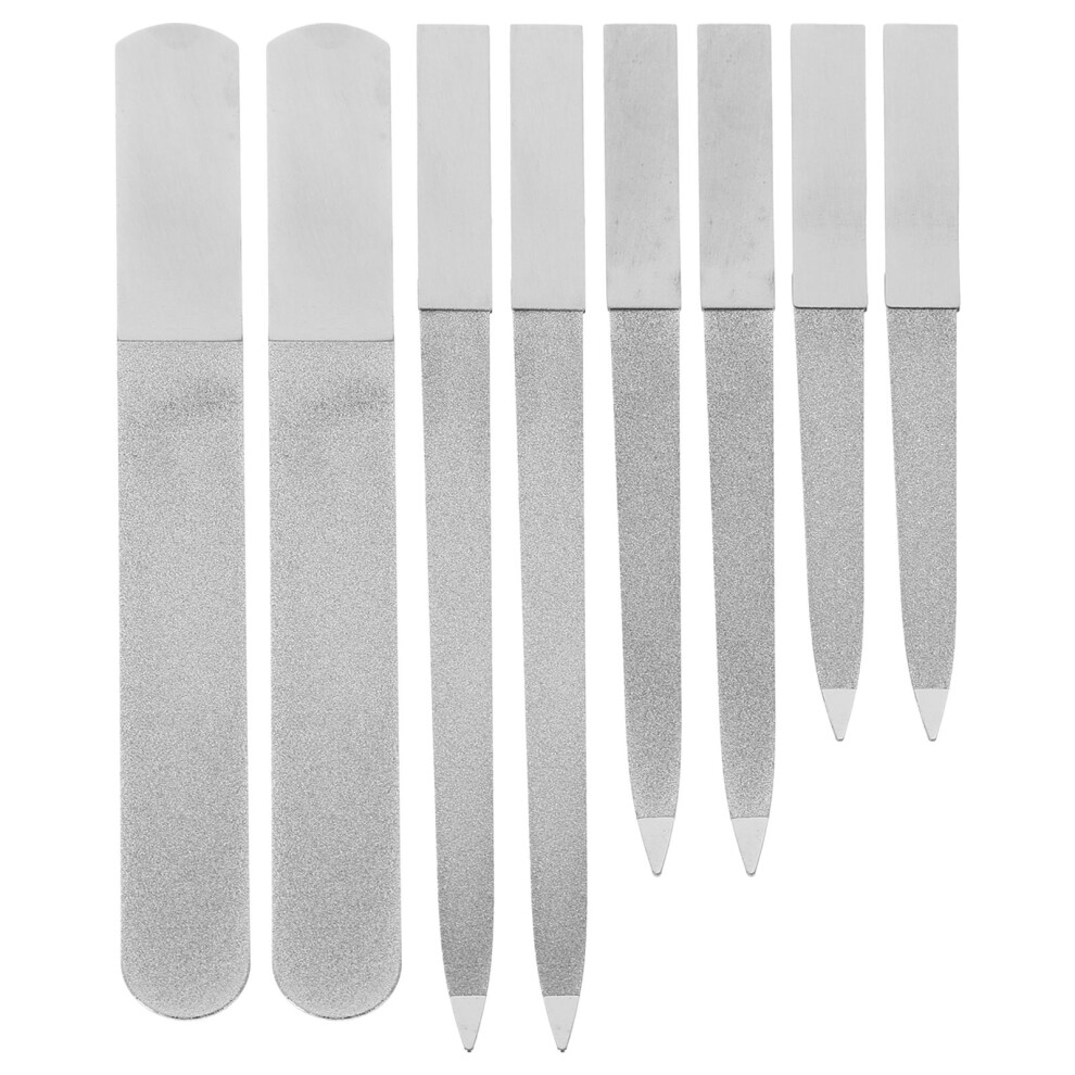 Vaguelly Silver 8Pcs Metal Manicure Files Nail File Buffer Double-Sided Set