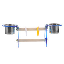1Ensemble Râtelier Perroquet Bois Acier Stable Animal