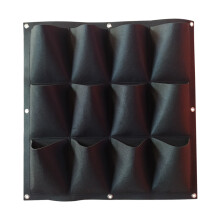 1Pc Black Wall Hanging Plant Bag Vertical 12-Pocket Felt Grow Planter