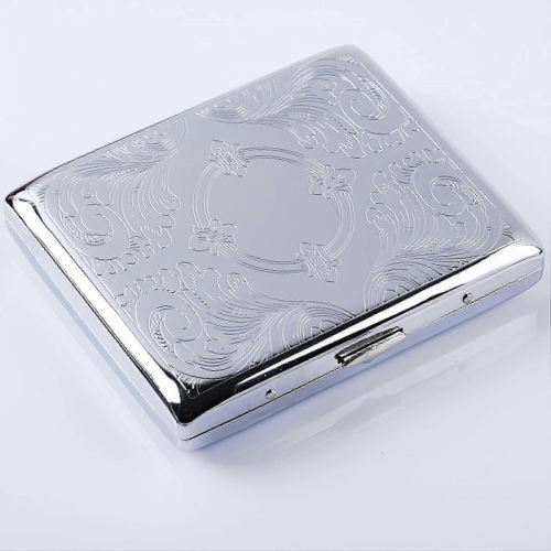 Men's Metal Silver Cigarette Case Holds 20 Cigarettes 2