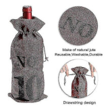 10pcs jute wine bags with blind tasting drawstring pockets