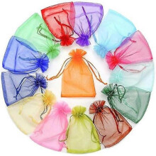 50pcs 8x12 inch Large Transparent Organza Bags with Drawstring Wedding