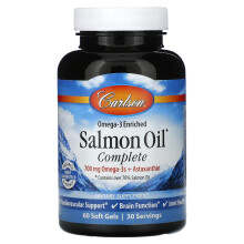 Carlson, Mit Omega-3 Angereichertes Lachsöl Komplett, 60 Weichkapseln