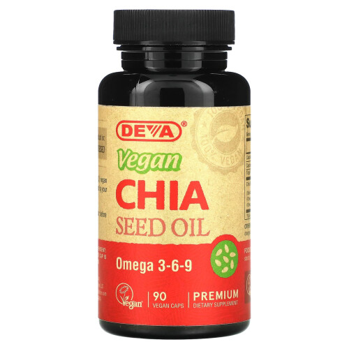 Deva, Huile de Graines de Chia Végane Premium, 90 Capsules Véganes