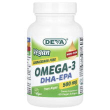Deva, Veganes Omega-3, DHA-EPA, 500 mg, 60 Vegane Softgels
