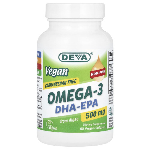 Deva, Veganes Omega-3, DHA-EPA, 500 mg, 60 Vegane Softgels