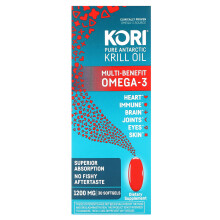 Kori, Reines Antarktisches Krillöl, Mehrfachnutzen Omega-3, 1.200 mg, 30 Weichkapseln