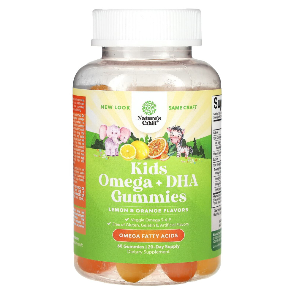 Nature's Craft Orange Kids, Omega + Dha Gummies, Lemon & 60 Gummies