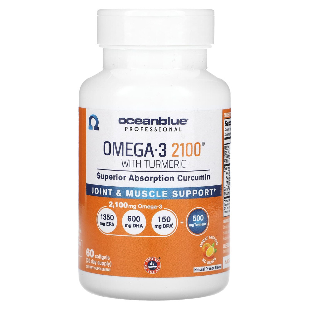 Oceanblue Orange Professional, Omega-3 2100 With Turmeric, Natural 60 Softgels