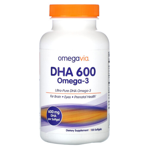 OmegaVia, DHA 600, Oméga-3, 120 Gélules