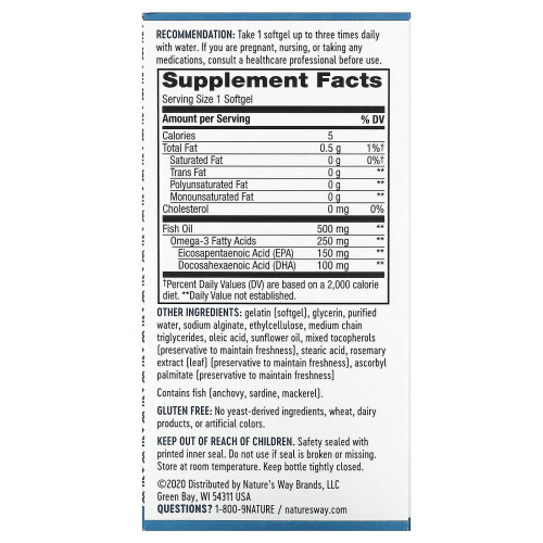 Nature's Way, Fisol, Fischöl, 180 Softgels 1