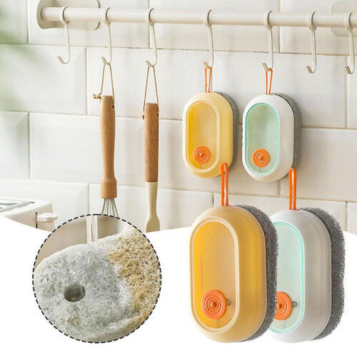 (White)Automatic Adding Liquid Brush with Lanyard Refillable Wear Resistant Scrub Brush for Shower Room 1