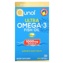 Qunol, Ultra Omega-3 Fischöl, Zitrone, 1.000 mg, 180 Mini-Weichkapseln (500 mg pro Weichkapsel)