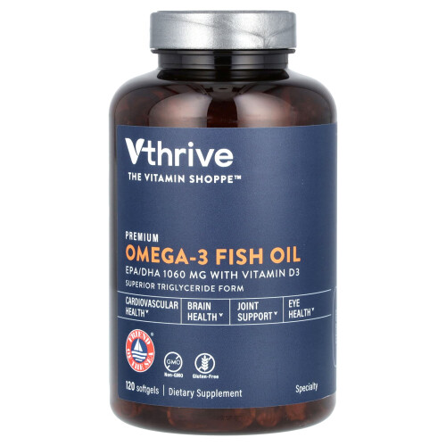 Vthrive, Premium Omega-3 Fischöl, 120 Weichkapseln