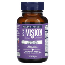 Wiley's Finest Wild Alaskan Fish Oil Bold Vision - Ooggezondheid Supplement met Luteïne, Zeaxanthine, Bilberry