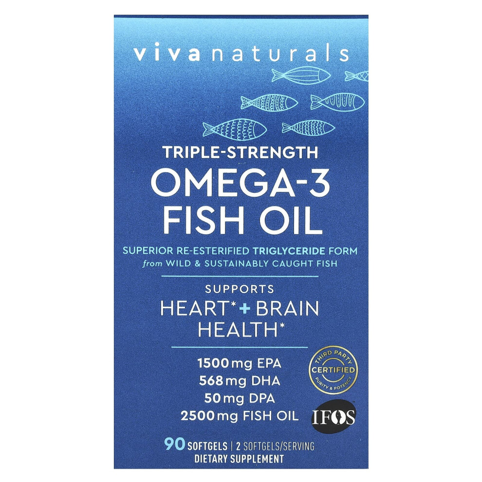 Photos - Vitamins & Minerals VIVA Naturals, Omega-3 Fish Oil, Triple Strength, 90 Softgels 