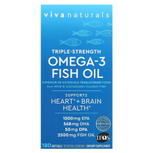 Viva Naturals, Omega-3 Fischöl, Dreifachstärke, 2.500 mg, 180 Weichkapseln (1.250 mg pro Weichkapsel)