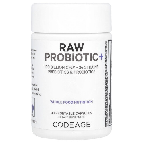 Codeage, Probiotique+ Brut, 100 Milliards d'UFC, 30 Gélules Végétales