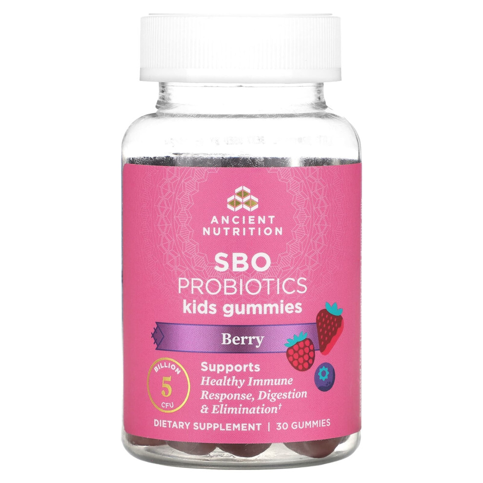 Ancient Nutrition , Kids, Sbo Probiotics, Berry, 5 Billion Cfu, 30 Gummies