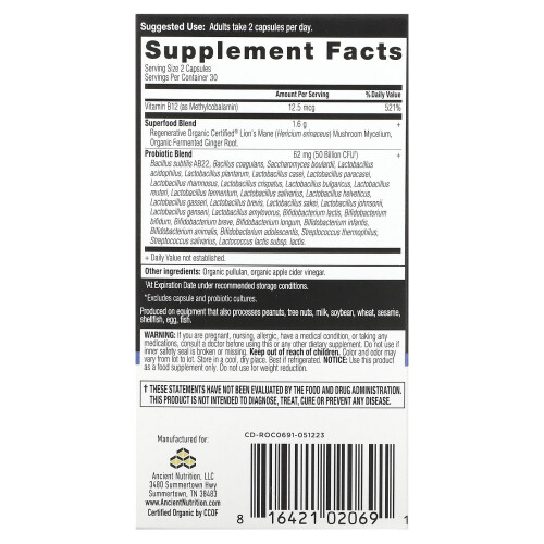 Ancient Nutrition, Probiotiques Extra Puissance, 25 Milliards d'UFC, 60 Gélules 1