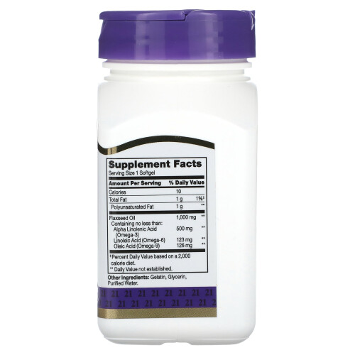 21st Century, Leinöl, 1.000 mg, 60 Weichkapseln 1
